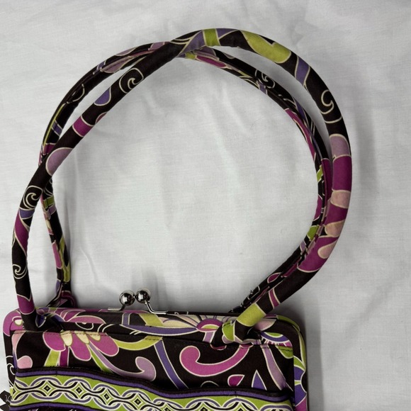 Vera Bradley Alice Loves Me Purple Punch Kiss Lock Purse Bag Quilted Retired - Picture 6 of 14